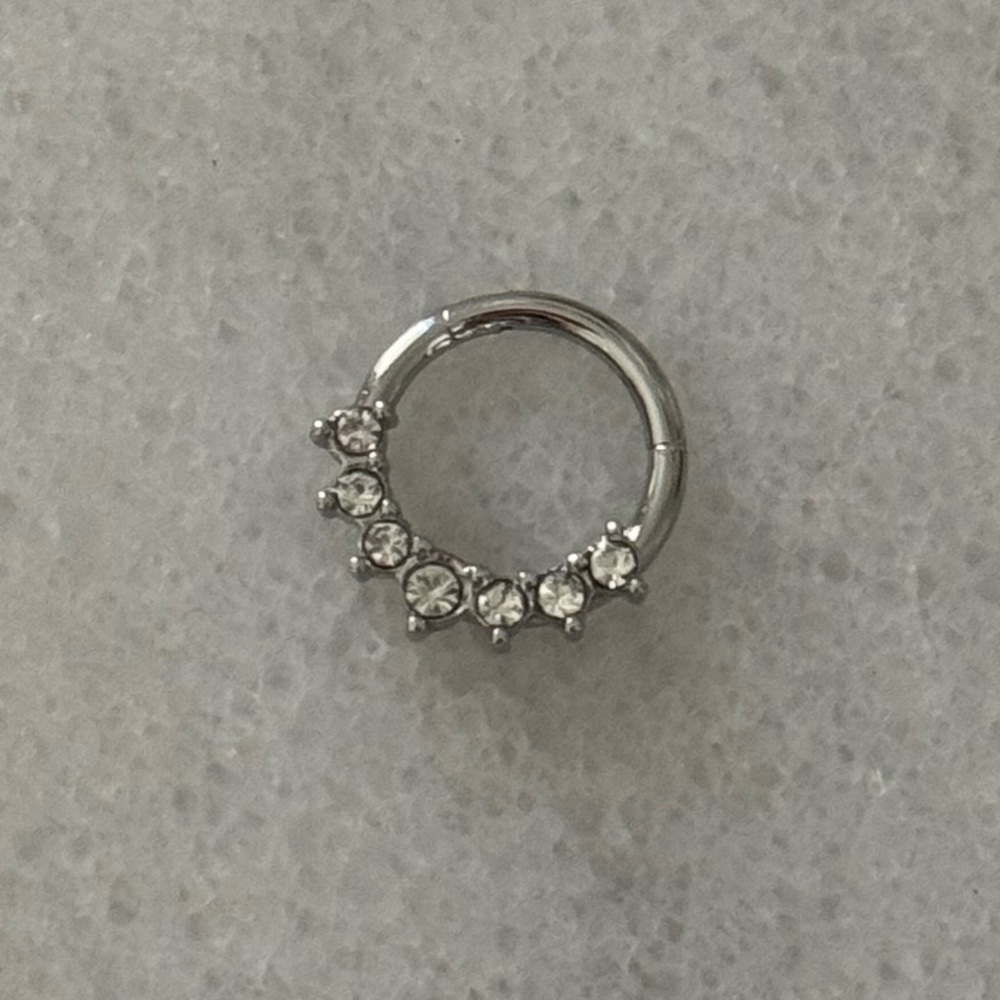 Silver Crystal Conch Daith Cartilage Nose Ring Earring
